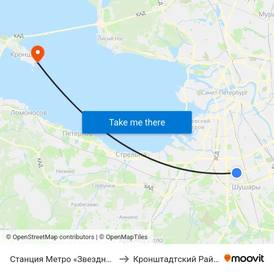 Станция Метро «Звездная» to Кронштадтcкий Район map