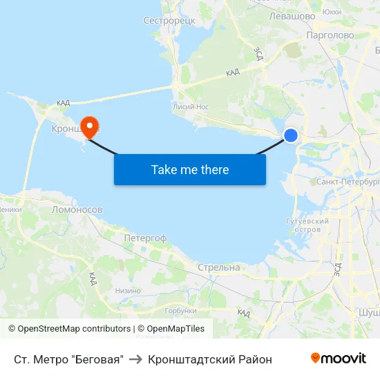 Ст. Метро "Беговая" to Кронштадтcкий Район map