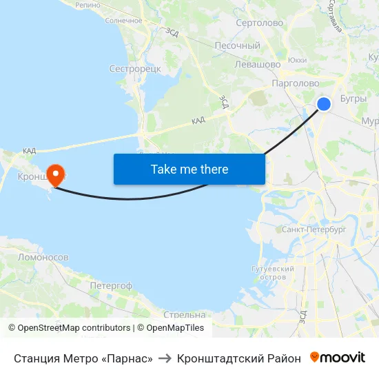 Станция Метро «Парнас» to Кронштадтcкий Район map