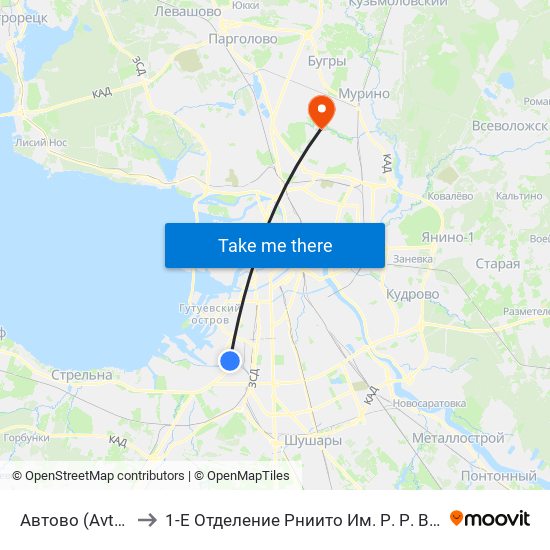 Автово (Avtovo) to 1-Е Отделение Рниито Им. Р. Р.  Вредена map