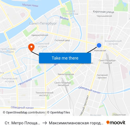 Ст. Метро Площадь Восстания to Максимилиановская городская больница № 28 map