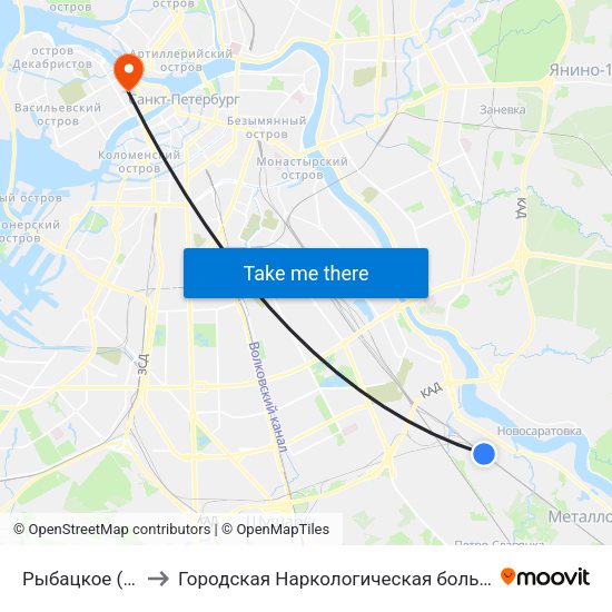 Рыбацкое (Rybatskoye) to Городская Наркологическая больница. Приемное отделение. map