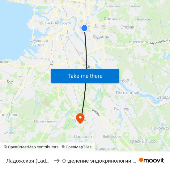 Ладожская (Ladozhskaya) to Отделение эндокринологии и нефрологии map