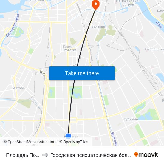 Площадь Победы to Городская психиатрическая больница № 4 map