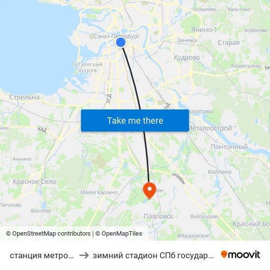 станция метро Невский Проспект to зимний стадион СПб государственного аграрного университета map