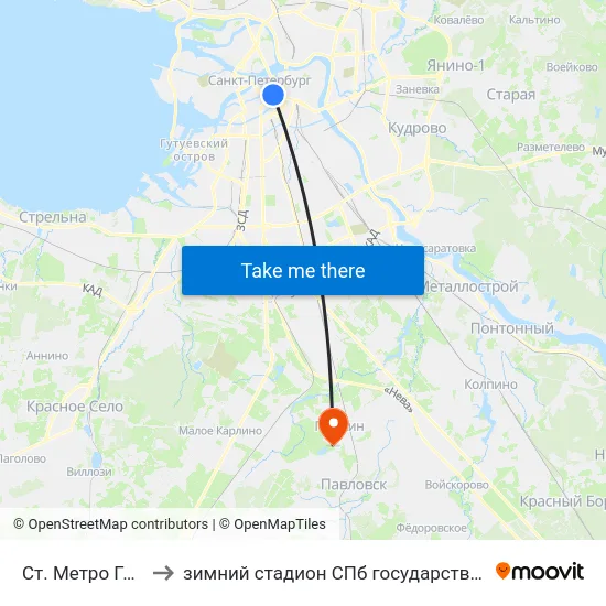 Ст. Метро Гостиный Двор to зимний стадион СПб государственного аграрного университета map