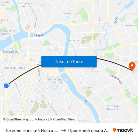 Технологический Институт - 2 (Tekhnologicheskiy Institut - 2) to Приемный покой Александровской больницы map