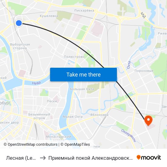 Лесная (Lesnaya) to Приемный покой Александровской больницы map