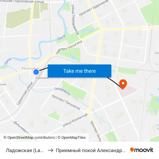 Ладожская (Ladozhskaya) to Приемный покой Александровской больницы map