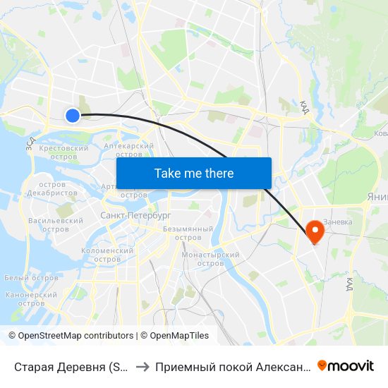 Старая Деревня (Staraya Derevnya) to Приемный покой Александровской больницы map