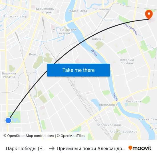 Парк Победы (Park Pobedy) to Приемный покой Александровской больницы map