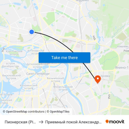 Пионерская (Pionerskaya) to Приемный покой Александровской больницы map