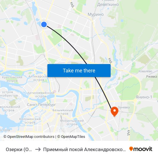 Озерки (Ozerki) to Приемный покой Александровской больницы map