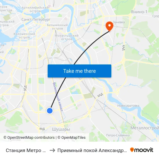 Станция Метро «Звездная» to Приемный покой Александровской больницы map