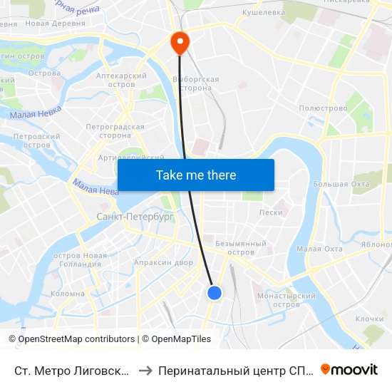 Ст. Метро Лиговский Пр. to Перинатальный центр СПбГПМУ map