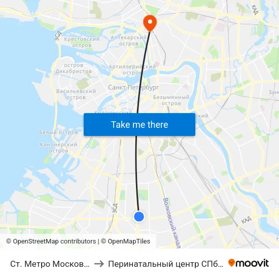Ст. Метро Московская to Перинатальный центр СПбГПМУ map