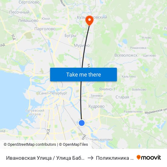 Ивановская Улица / Улица Бабушкина to Поликлиника гипх map