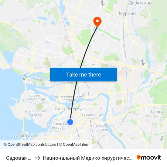 Садовая (Sadovaya) to Национальный Медико-хирургический Центр Имени Н. И. Пирогова map