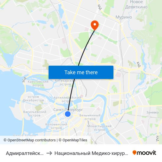 Адмиралтейская (Admiralteyskaya) to Национальный Медико-хирургический Центр Имени Н. И. Пирогова map