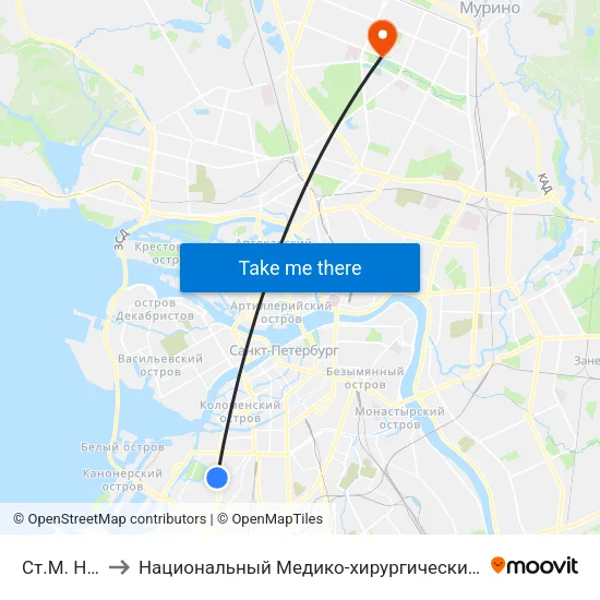 Ст.М. Нарвская to Национальный Медико-хирургический Центр Имени Н. И. Пирогова map