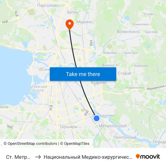 Ст. Метро Рыбацкое to Национальный Медико-хирургический Центр Имени Н. И. Пирогова map