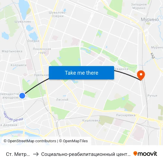 Ст. Метро Пионерская to Социально-реабилитационный центр Красного Креста для несовершеннолетних map