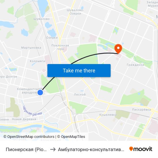 Пионерская (Pionerskaya) to Амбулаторно-консультативное отделение map
