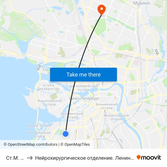 Ст.М. Нарвская to Нейрохирургическое отделение. Ленинградской областной клинической больницы map