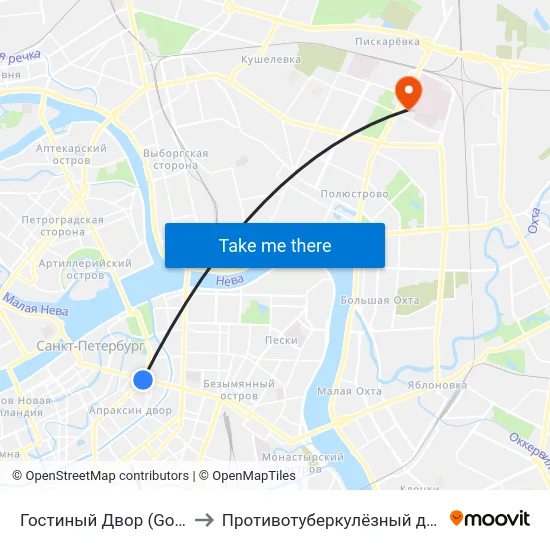 Гостиный Двор (Gostiny Dvor) to Противотуберкулёзный диспансер №5 map