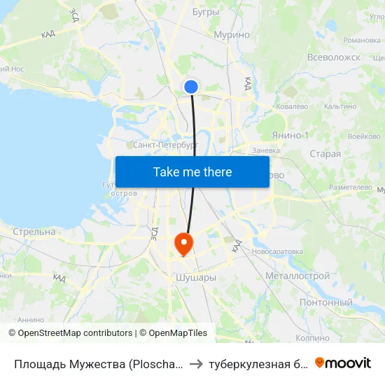 Площадь Мужества (Ploschad' Muzhestva) to туберкулезная больница map