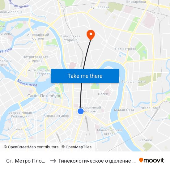 Ст. Метро Площадь Восстания to Гинекологическое отделение больницы им. Святого Луки map