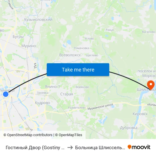 Гостиный Двор (Gostiny Dvor) to Больница Шлиссельбург map
