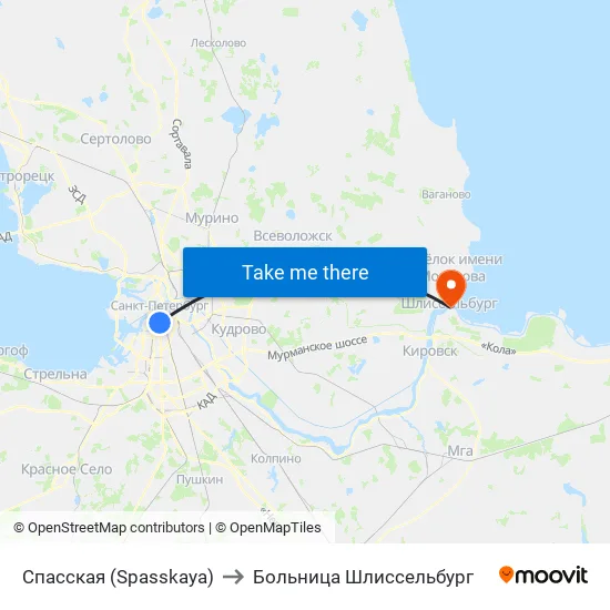 Спасская (Spasskaya) to Больница Шлиссельбург map