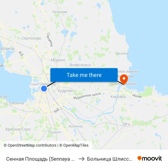 Сенная Площадь (Sennaya Ploschad') to Больница Шлиссельбург map