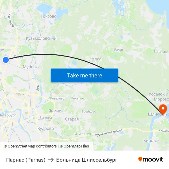 Парнас (Parnas) to Больница Шлиссельбург map