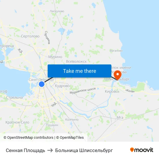Сенная Площадь to Больница Шлиссельбург map