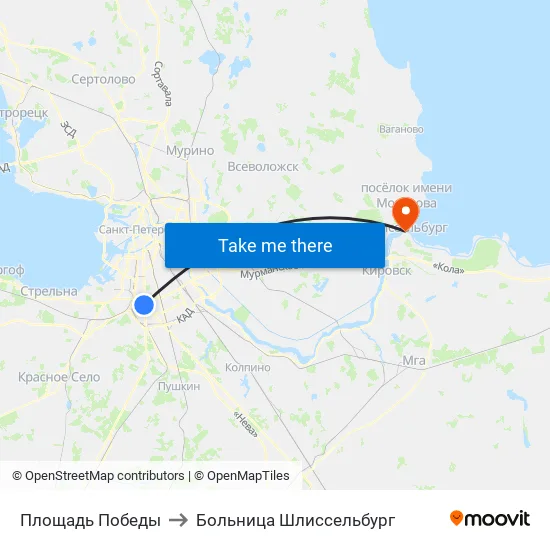 Площадь Победы to Больница Шлиссельбург map