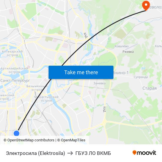 Электросила (Elektrosila) to ГБУЗ ЛО ВКМБ map
