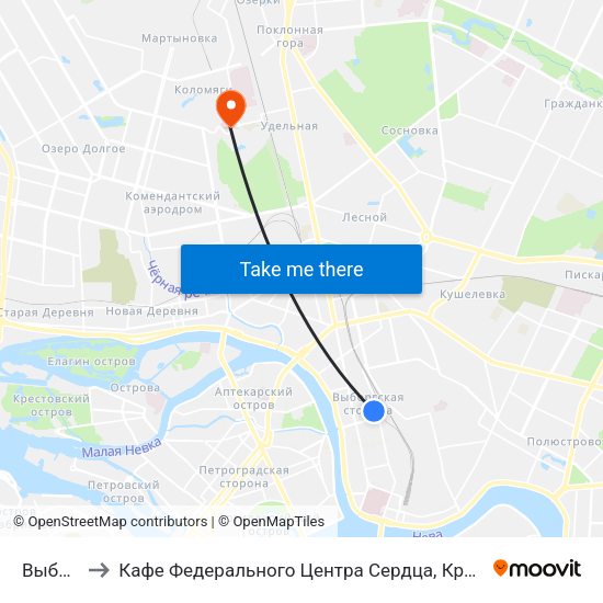 Выборгская to Кафе Федерального Центра Сердца, Крови, Эндокринологии им. Алмазова map