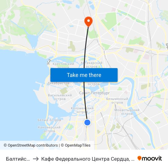 Балтийский Вокзал to Кафе Федерального Центра Сердца, Крови, Эндокринологии им. Алмазова map