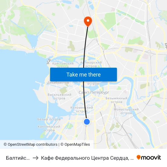Балтийский Вокзал to Кафе Федерального Центра Сердца, Крови, Эндокринологии им. Алмазова map