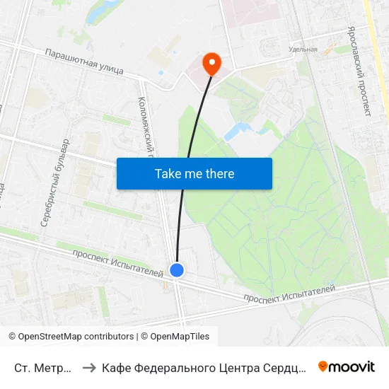Ст. Метро Пионерская to Кафе Федерального Центра Сердца, Крови, Эндокринологии им. Алмазова map