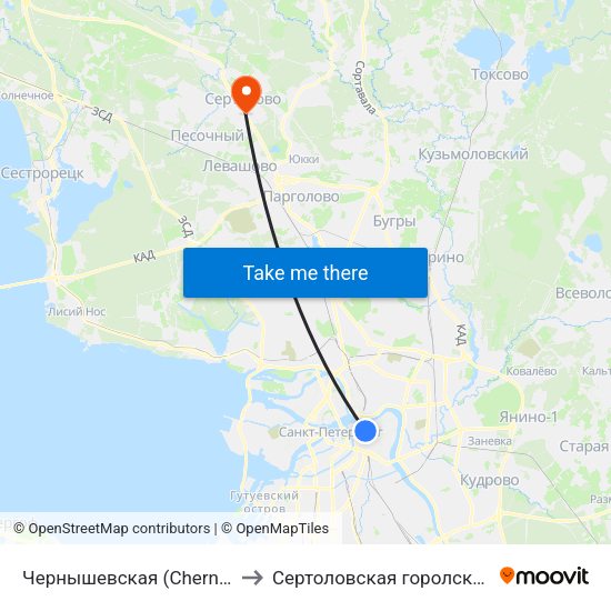 Чернышевская (Chernyshevskaya) to Сертоловская горолская больница map