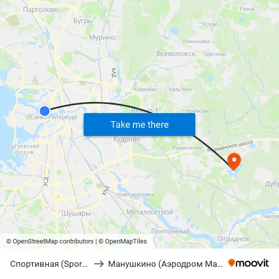 Спортивная (Sportivnaya) to Манушкино (Аэродром Манушкино) map
