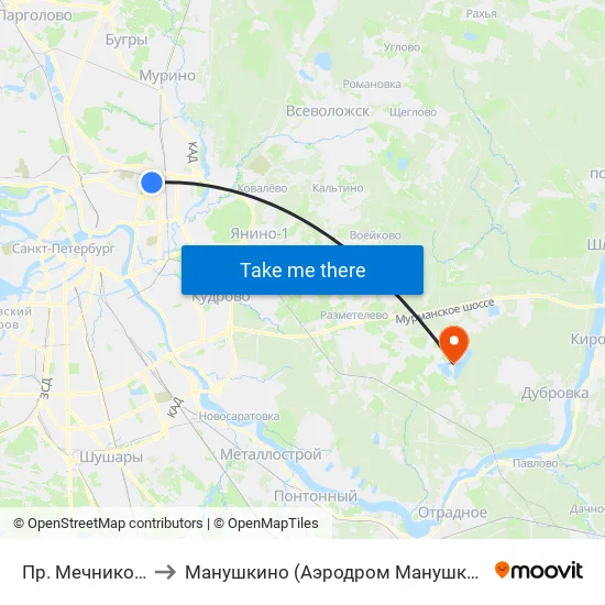 Пр. Мечникова to Манушкино (Аэродром Манушкино) map