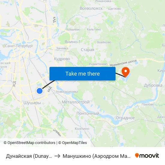 Дунайская (Dunayskaya) to Манушкино (Аэродром Манушкино) map