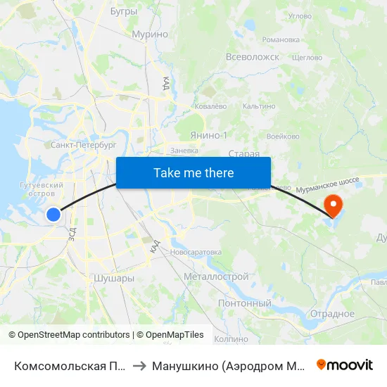 Комсомольская Площадь to Манушкино (Аэродром Манушкино) map