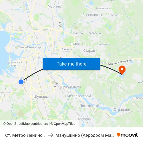 Ст. Метро Ленинский Пр. to Манушкино (Аэродром Манушкино) map