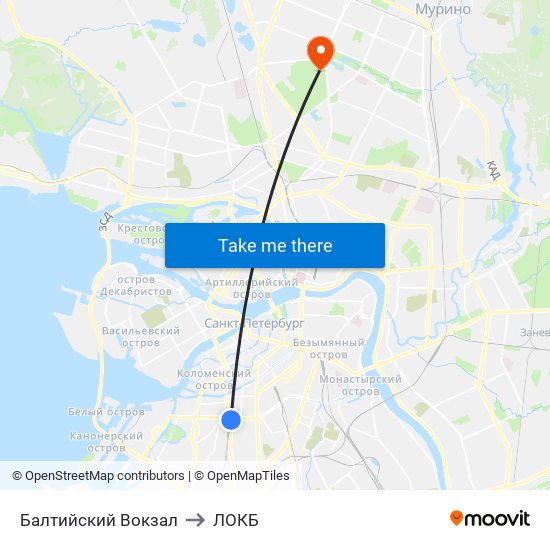 Балтийский Вокзал to ЛОКБ map