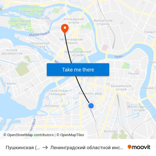 Пушкинская (Pushkinskaya) to Ленинградский областной институт развития образования map